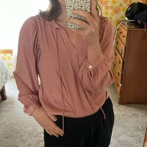 Pink silky peasant blouse - Ann Taylor